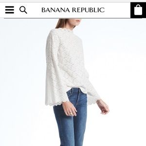 NWT Banana Republic Lace Mock Neck Long Sleeve